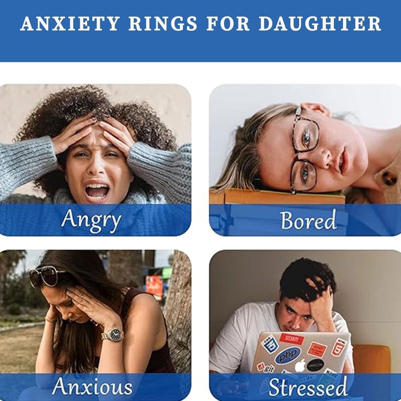 Senteria Anxiety Rings for Women Sterling Silver Rings Adjustable Stress Spinner Rings with Beads Fidget Rings for Anxiety Women - Image 4